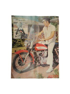 Elvis Presley Harley-Davidson Motorcycle Teen Bag Magazine 1977 Glossy Poster